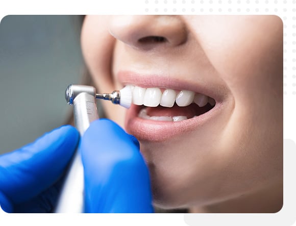 Close-up of a toothbrush cleaning teeth