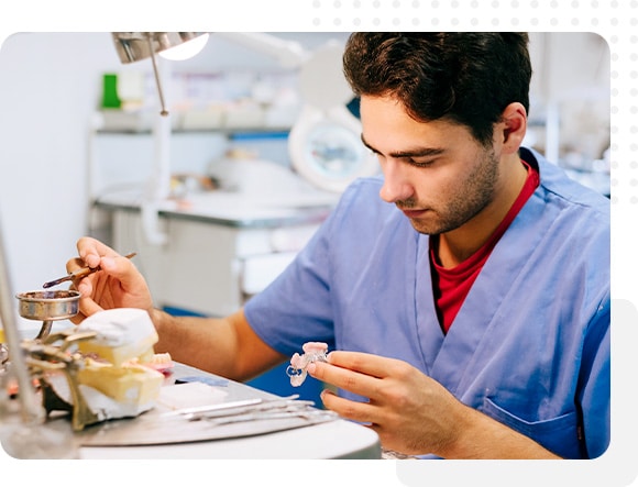 Dentist performing a dental restoration procedure