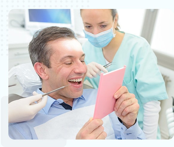 Dentist performing a routine dental check-up on a patient